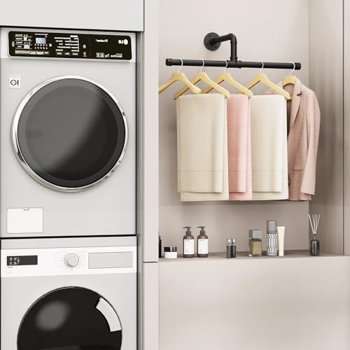 Yawinhe Industrial Pipe Clothes Rails, Coat Rack Rustic Storage, Space-saving Wall Kitchen Shelf, for Small Rooms Black, 51cm, 2-pack - Image 2