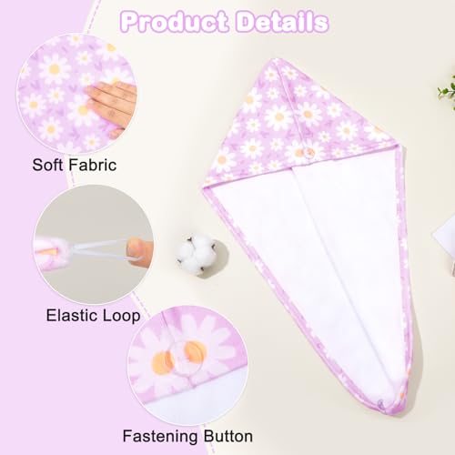 Image of FIOBEE Microfiber Hair Towel Wrap for Kid Girls Rapid Drying Hair Turbans | Absorbent & Soft Hair Wrap Towel, Easy Wear On With Button, For Girls Women Long Curly Hair, Turbie Twist Hair Towels