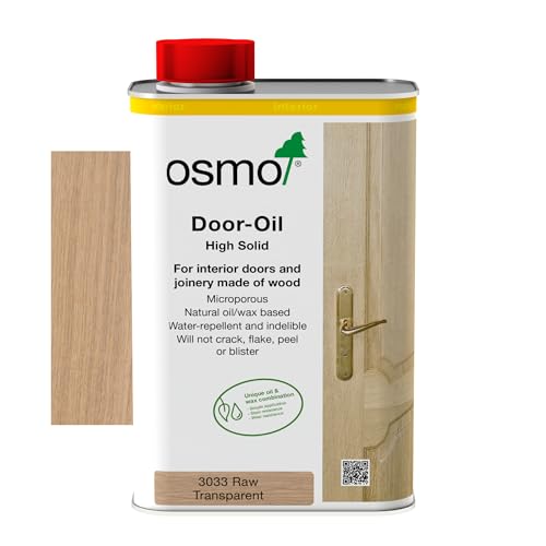 Osmo Door Wood Wax Oil 3033 Raw Matt Finish 1L - Durable Oil for Doors Frames and Joinery Water-Resistant Wood Treatments - Ideal for Oak Pine Spruce Beech & More