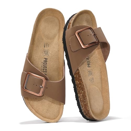 Image of Project Cloud 100% Genuine Leather Sandals Women Dressy Beach Essentials Slides for Women Footwear - Lightweight with Memory Foam Insole Sandals for Women 2026 - Womens Slides