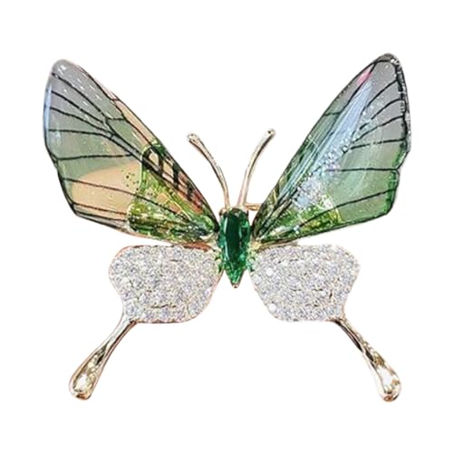 Image of Green Purple Butterfly Rhinestone Brooch Pin for Women Girls Men Clear Crystal Fashion Cartoon Animal Lapel Pins Dress Accessories Unisex Delicacy Birthday Christmas Party Jewelry