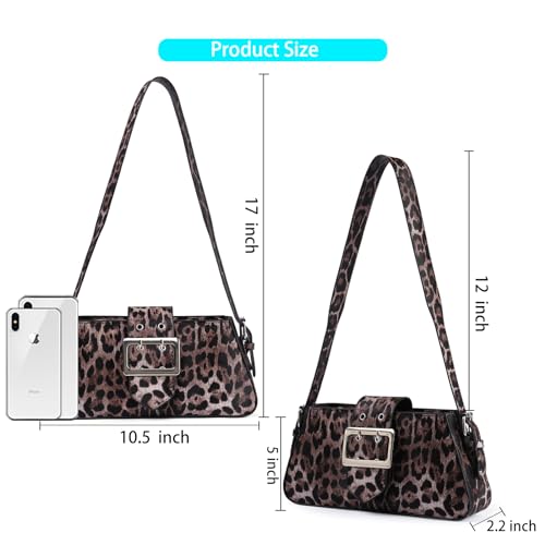 Women's Leopard Print Shoulder Bag - PU Leather Handbag with Magnetic Closure2