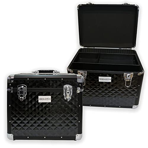 Horses, Caja Brillante para el Cuidado del Caballo, Caja de Accesorios para el Cuidado del Caballo, Estuche de Aluminio para el Cuidado Ecuestre 30x38x26 cm, Negro