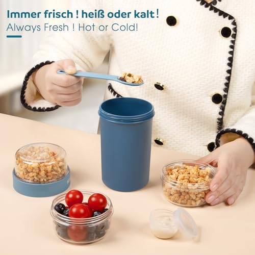 Yogurt Pot Parfait Cups With Lids and Spoons,Snack Cup Breakfast On The Go,Portable Cereal Container To Go,Travel Cereal Bowl and Milk Container,Overnight Oats Porridge Containers & Granola Holder