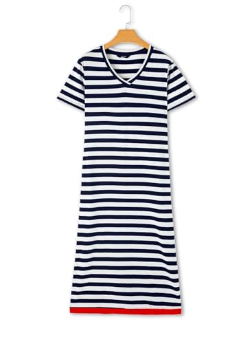 Wkior Women's Summer Maxi Dress Loose Casual Long Dress Color Block Short Sleeve Split Maxi Dresses(S-2XL)3