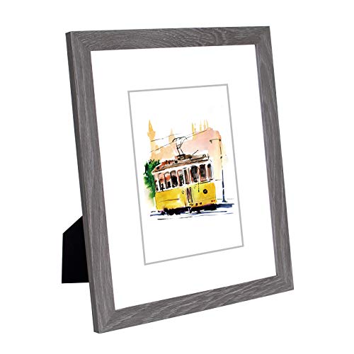 Annecy 8x10 Picture Frame (1 Pack, Gray) - 8x10 Photo Frames with Real Glass for 5x7 with Mat- Wall Mount & Table Top Display