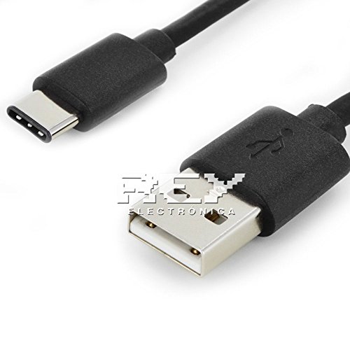 REY Cable USB 3.1 Tipo C a USB para Carga y Transferencia de Datos, 1,5 Metros Negro