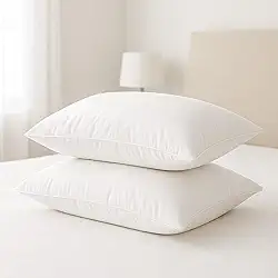 Kit 2 Travesseiros Pena de Ganso e Fibra – Branco, Macio, Antialérgico e Lavável