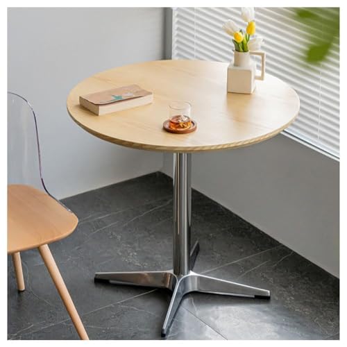 DGDHHSFJDJ Mesa de Comedor Redonda Moderna con Tablero de Madera y Base de Metal. Capacidad para 4-6 Personas. Mesa de Centro compacta para Espacios pequeños. Acabado en Nogal Sala de es