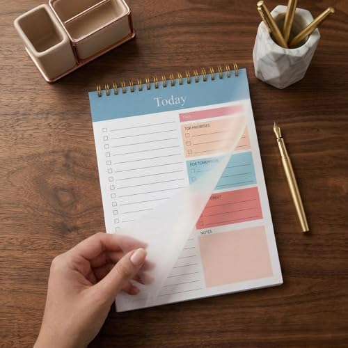 Image of Zaslan To Do List Notepad - Daily Planner Notepad Undated 54 Sheets /108 Pages Tear Off, 6.5 inch x 9.5 inch | Planning Memo Pad (Blue Balance)