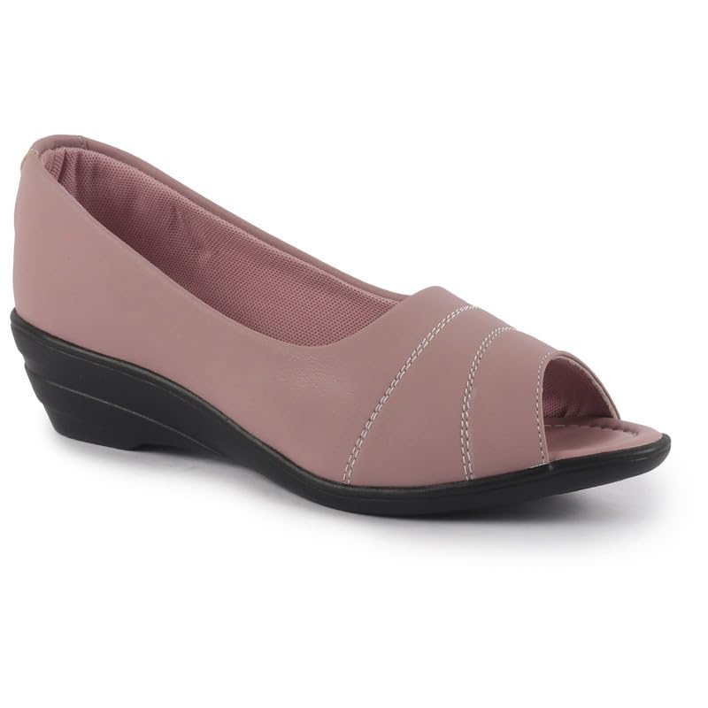 Image of FAUSTO Women Stylish Backless Casual Ballets | Low Heel Cut-Out Slip-On Ballerinas | Comfortable Walking Flats Sandals | Memory Cusion Insole