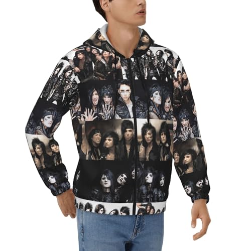 Black Music Veil Brides Men's Casual Zipper Hoodie Pullover Hooded Long Sleeve Sweatshirt with Big Pockets