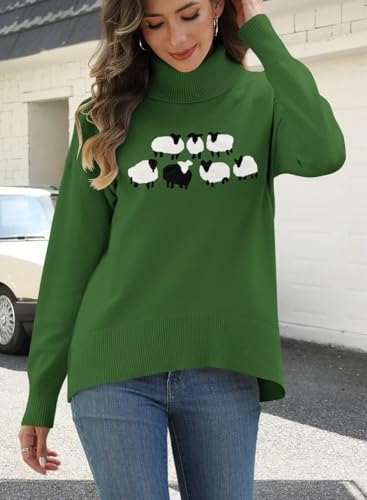 Image of ANFTFH Womens Turtleneck Sweater 2025 Ribbed Knit Top Pullover Sweaters