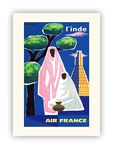 Affiche Air France Inde Georget 1962 originale en format 50x70cm pour decoration