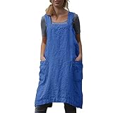 VLZUFE Cotton Linen Apron for women Cross Back Apron Pinafore Dress for Baking Cooking Gardening Work