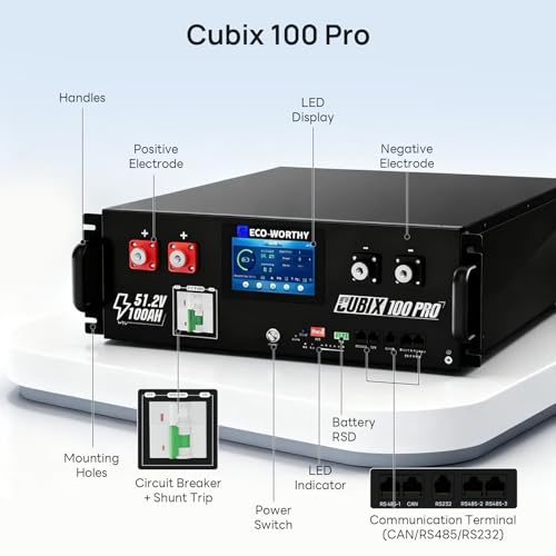 Image of ECO-WORTHY Cubix100 Pro 48V 200Ah Server Rack LiFePO4 Lithium Battery