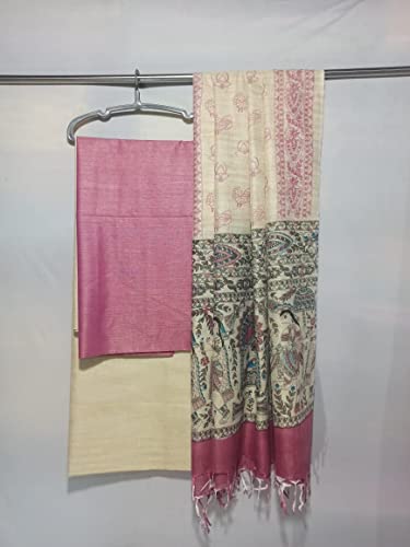 Image of ZERATEX Cotton Silk Hand Crafted Unstitched Suit Set for Women with Dupatta | Cotton Silk Salwar Suit Dress Material for Women & Girls | Top - 2.5 M, Bottom - 2.50 M & Dupatta - 2.5 M