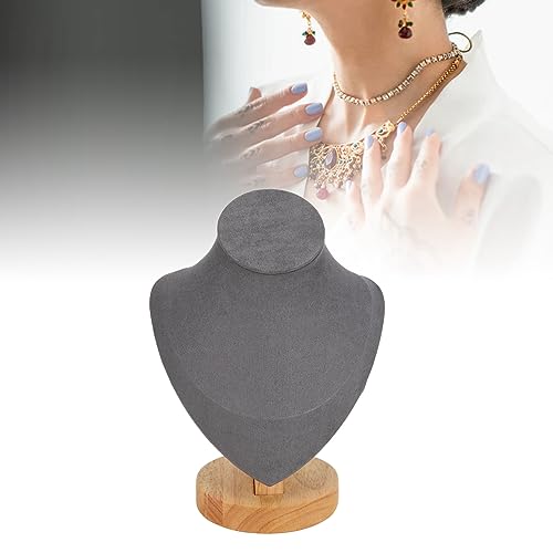 Asixxsix 6,9-Zoll-Halsketten-Ausstellungsständer, Flanell-Schmuckstaffelei, Halsketten-Ketten-Ausstellungs-Büste-Ständer Turm-Rack Mannequin-Schmuck-Büste-Ausstellungshalter für Shop-Event-Show(Grau)