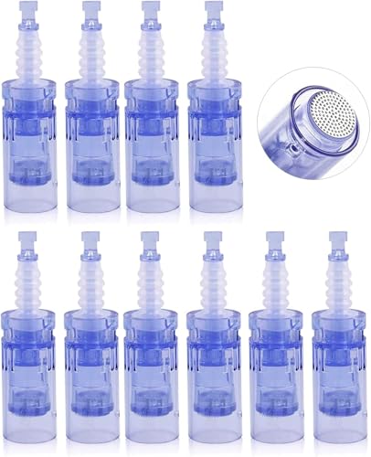 Nano Ronda Micro Needles Dermapen Agujas de repuesto Puntas Ranura para cartucho, Bajonett Port, para Derma Pen Eléctrico Antienvejecimiento Arrugas Rejuvenecimiento de la piel, 10 piezas