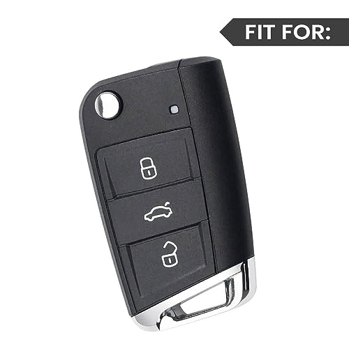 Image of Keyzone Woodgrain TPU Key Cover & Keychain for Volkswagen Virtus, Tiguan, T-Roc, Taigun, Jetta, Skoda Octavia, Karoq, Superb, Kodiaq, Slavia Flip Key (Walnut Brown)