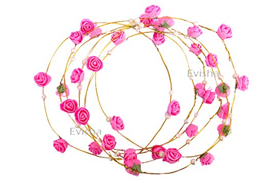 Evisha Pink Compressed Foam Flowers Tiara Crown Headband (Set of 6 Pieces) (B07NZCX17J) Amazon Price History, Amazon Price Tracker