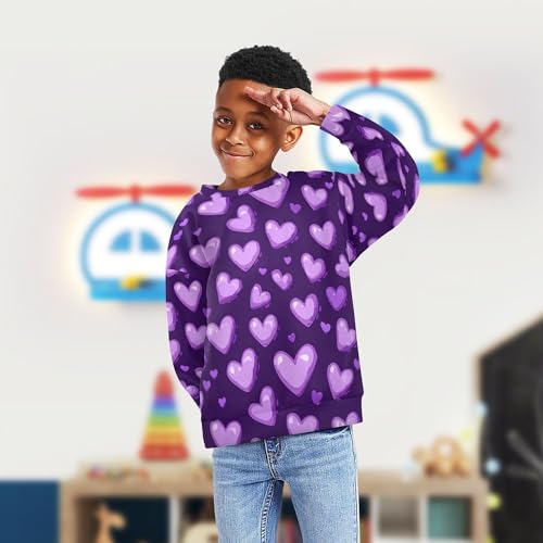 JUNZAN Purple Hearts Day Purple Hearts Big Boys Hooded Sweatshirt Fleece Hoodie for Boys Athletic 4T4