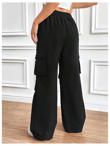 WDIRARA Women's High Waist Cargo Pants Drawstring Straight Leg Joggers with Pockets2