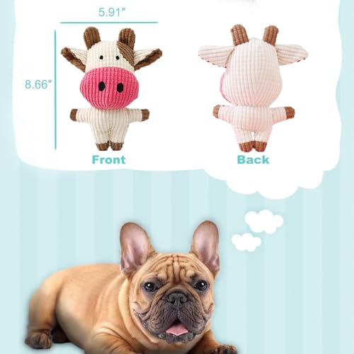 Juguete para perro de peluche con chirriador (vaca) miniatura 3