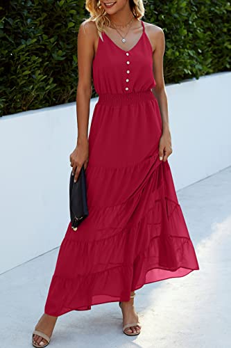 Image of PRETTYGARDEN Women's 2026 Summer Maxi Dress Spaghetti Strap Sleeveless High Waist Beach Vacation Long Sundresses