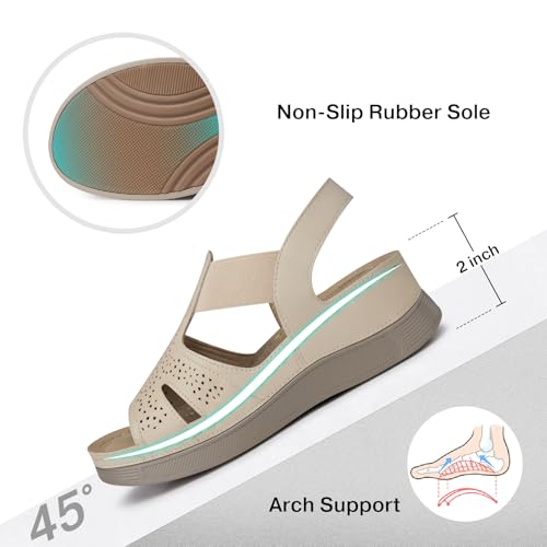 Image of SHIBEVER Wedge Sandals Women Comfortable: Sandals for Women 2026 Dressy Summer Ankle Strap Open Toe Low Heel Platform Wedges Shoes