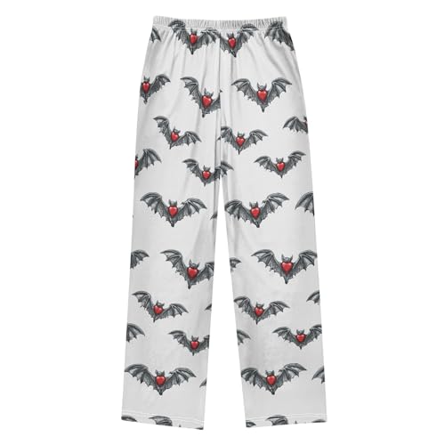 Halloween Pajama Pants Bat Love Pattern Long Sleep Pants Lounge Bottoms2