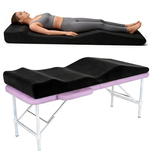 Lash Bed Topper Ergonomic Curvy Massage Bed Topper Esthetician Bed Cushion Non-Slip Spa Table Memory Foam Pad with Removable Cover Ideal for Facials Eyelash & Beauty Salon 7123 Black