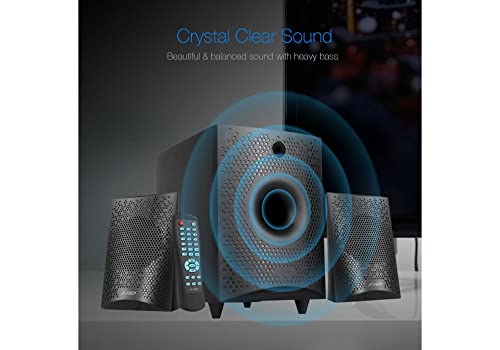F&D F210X 2.1 Channel Multimedia Speaker (Black) | Wireless Bluetooth Speakers | Subwoofer Satellite Speakers/LED Display/USB/SD Card | Home Theatre | Powerful Bass | Speaker for Laptop, Pc & Mobile 7 411g4f6Kh L