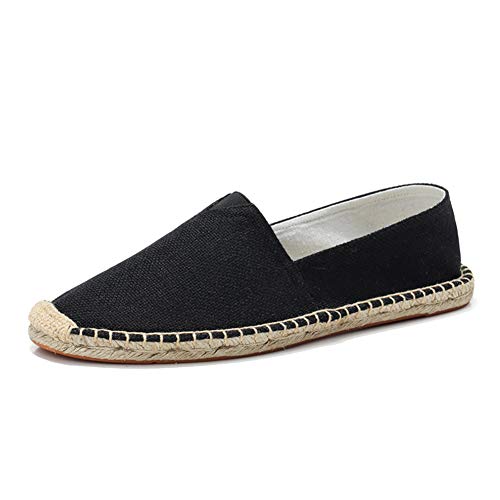 Unisex Espadrilles Flats Mens Womens Alpargata Breathable Slip On Canvas Shoes Black Label Size 44-270mm - US 11.5 Women/10 Men