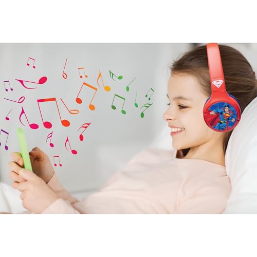 Image of LEXiBOOK, Superman Bluetooth Headphones, HPBT010SU | 2-in-1 Bluetooth & Wired, Volume limited, Foldable, Adjustable, Red /Blue