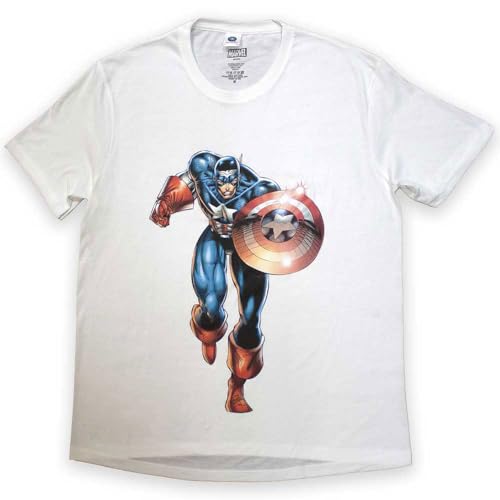 T-shirt Captain America blanc imprimé authentique Marvel taille adulte 2XL