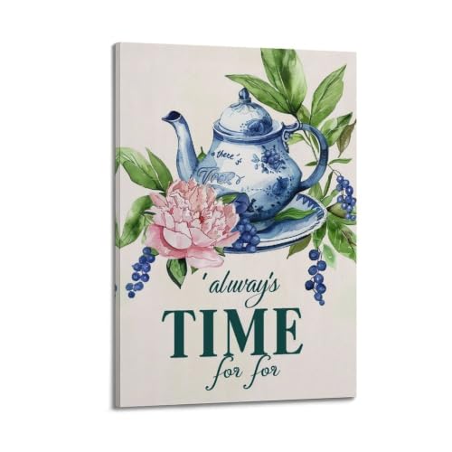 Peinture murale Tea Always Time 04 : Toile vintage esthétique 20x30cm décorative pour chambre
