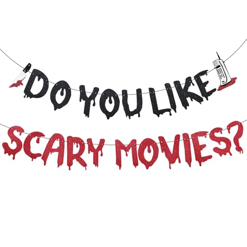 Halloween Banner, Glitter Do You Like Scary Movies Wall Banner Ha...