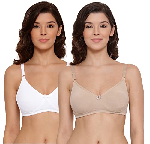 Image of Lyra Women's Moulded Encircled Bra(513) Pack of 2 White & Black,30B