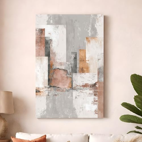 Image of Modern Abstract Stretched Canvas Painting For Living Room | Multicolor Abstract Stretched Canvas Wall Art For Livingroom Home Decor, Bedroom, Hallway's, Office, Hotel - 56x86 cm