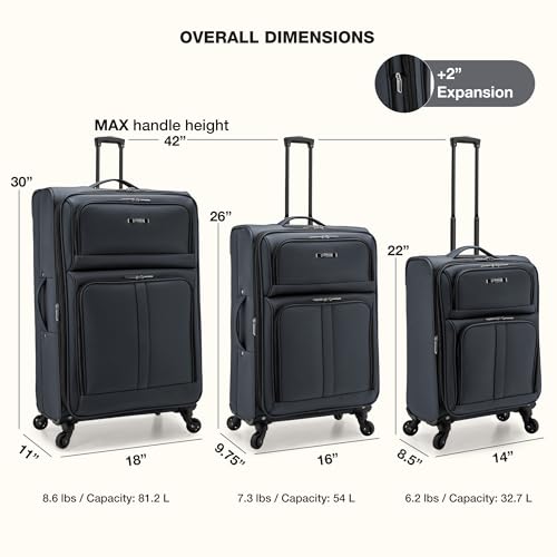 Image of U.S. Traveler Anzio Softside Expandable Luggage with Spinner Wheels, Dark Grey, 2-Piece Set (22 /30)