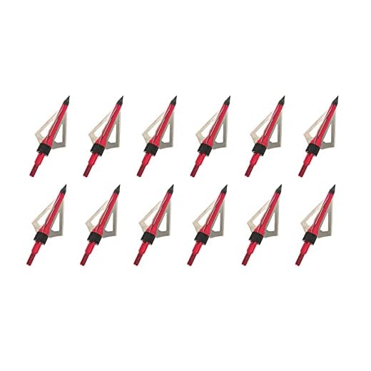 RAZER EXPRESS Archery Broadheads 100 Grain 12 Pack 3 Fixed Blades Hunting Arrow Tips for Recurve Bow and Compound Bow