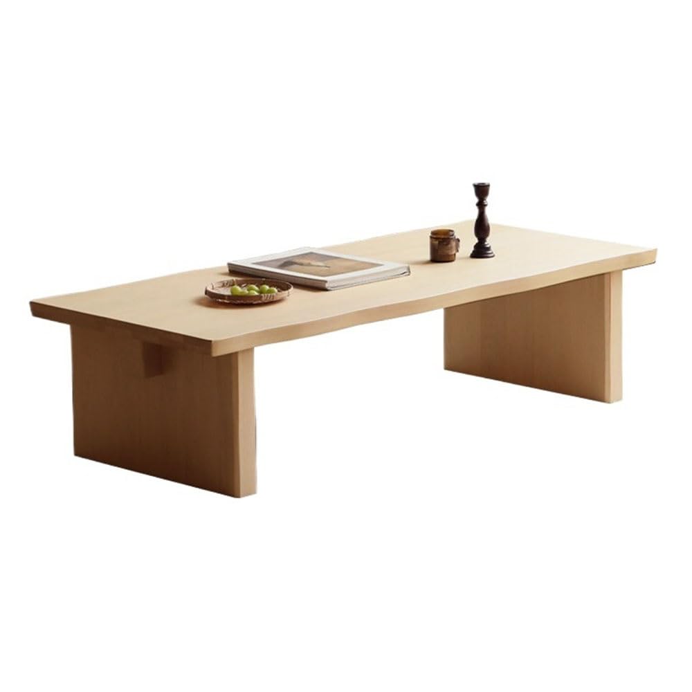 ZTHYSHOZ Side Table Wood Coffee Table Live Edge Surface Wide Block Legs Minimalist Living Room