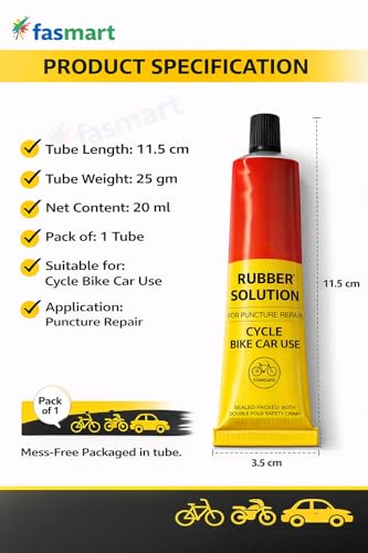 Image of Rubber Solution Tube for Puncture Repair, for Cycle Bike Car, Pack of 2