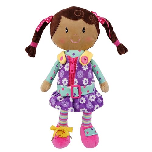 Image of Snuggle Stuffs Sugar Snap Plush Learn to Dress Doll for Toddlers - 15" - for 2 Year Old Girl - Montessori