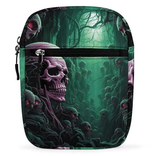 Satchel Tote Bag Messenger Bag Skull Under Green Light Printed Mini Sling Bag Purse Suitable for Work Travel