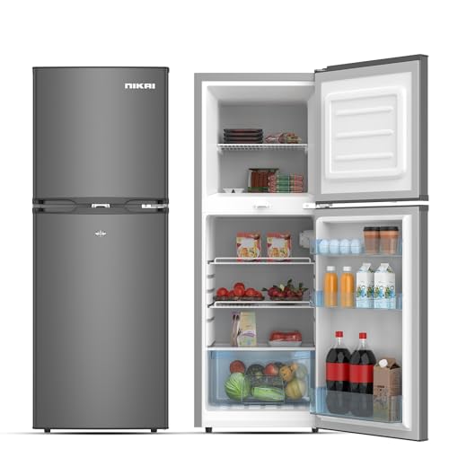 Nikai 190L Gross/138L Net Double Door Refrigerator with Vegetable Crisper & Adjustable Glass Shelves Defrosting & Temperature Control Ideal for Kitchen Bedroom Office & Hotels - NRF190DN4S Silver