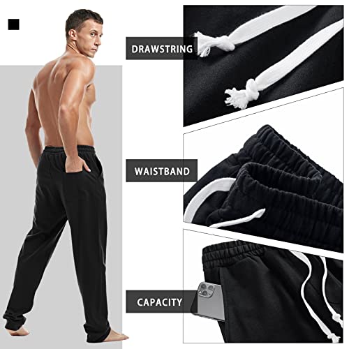 AMY COULEE Mens Cotton Athletic Pants Open Bottom Running Sweatpants Straight Leg Casual Joggers with Pockets4