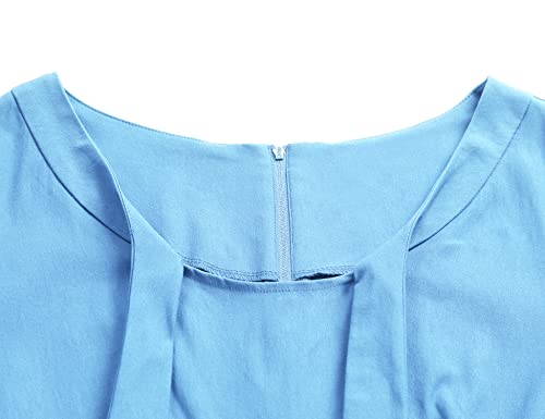 Image of MUXXN Women's Vintage 1950s Midi Crew Neck Short Sleeve Party Cocktail Work Casual Bodycon Dress