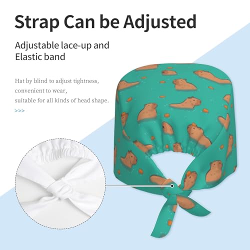 Image of Working Cap Scrub Cap with Sweatband Adjustable Unisex Women Tie Back Hat Nurse Surgical Caps
